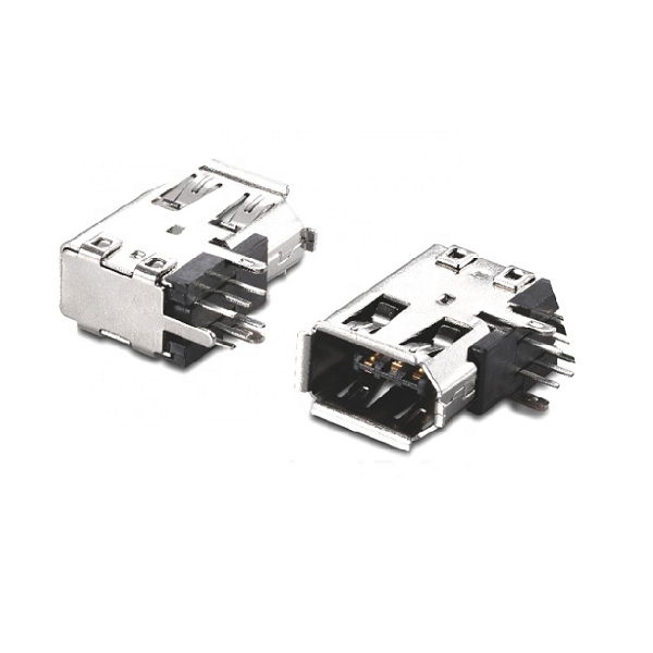 IEEE 1394 6Pin Female Connector R/A DIP Type
