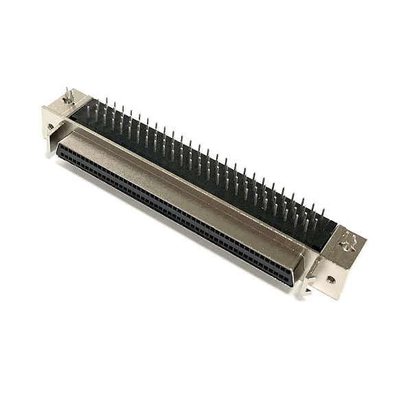 SCSI-II 100Pin Female R/A DIP Type Connector For PCB(ZINC Bracket)