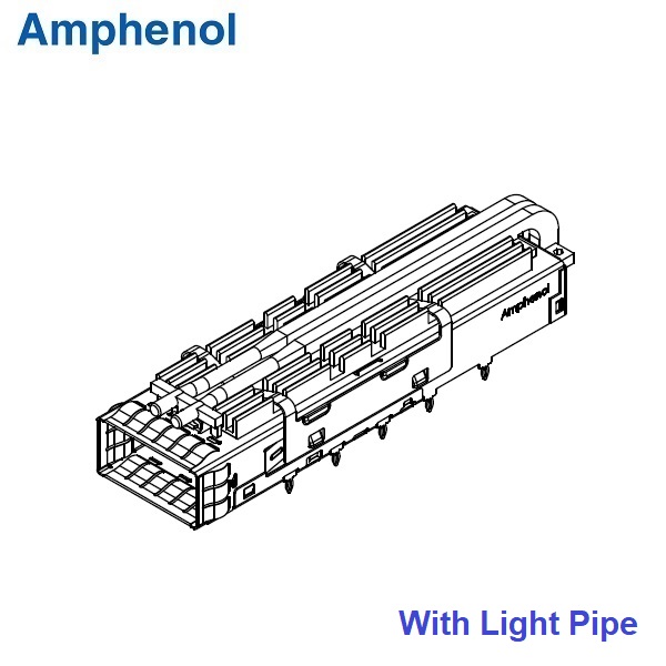 QSFP-DD 1x1 Cage (UE36-C16221-05A3A) With Light Pipe