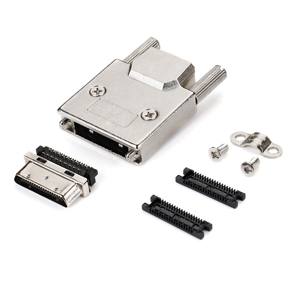 VHDCI 36Pin Male IDC Type Connector Pitch=0.8mm With ZINC Metal Hood
