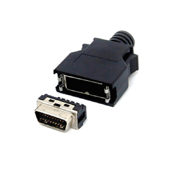 SCSI-II 20Pin Male Connector With ABS Hood(Latch Type)
