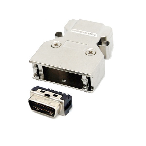 SCSI-II 20Pin Male Connector With ZINC Hood(Latch Type)