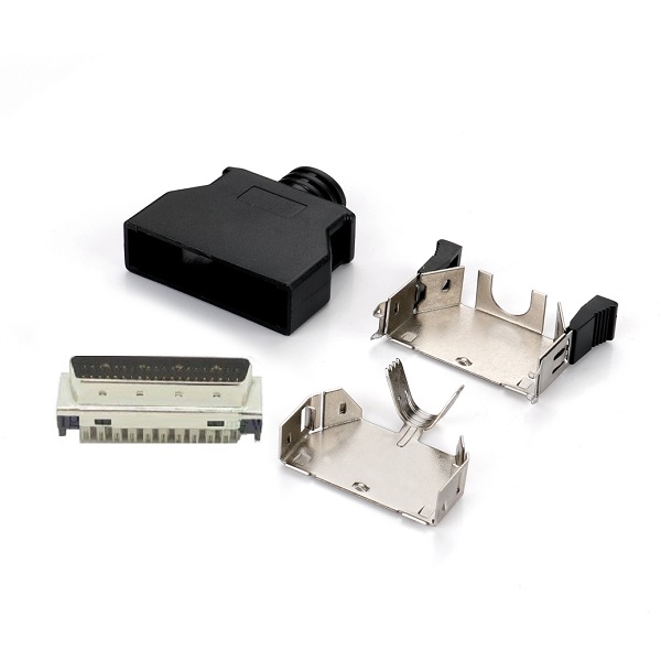 SCSI-II 36Pin Male Connector With ABS Hood(Latch Type)