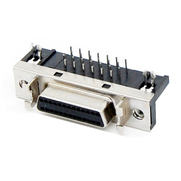 SCSI-II 26Pin Female R/A DIP Type Connector For PCB(SPCC Bracket)