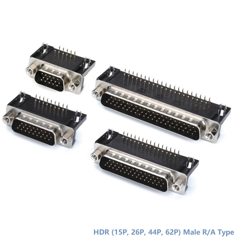 HDR Male R/A Type(8.89mm)With 4.8mm Nut(15P, 26P, 44P, 62P)