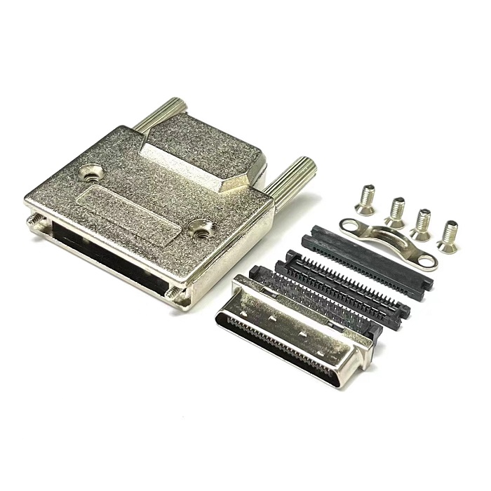 VHDCI 50Pin Male IDC Type Connector Pitch=0.8mm With Metal Hood