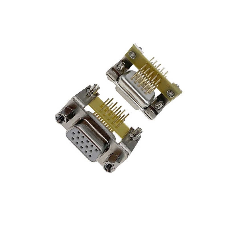H.D-SUB 15Pin Female Machined PIN R/A Type Connector For PCB