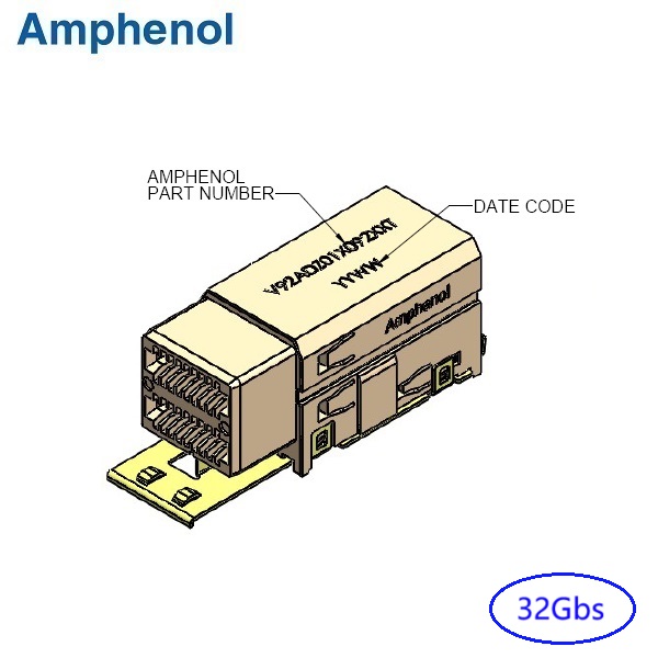 32Gbps SFF-8644 1x1 R/A SMT Connector